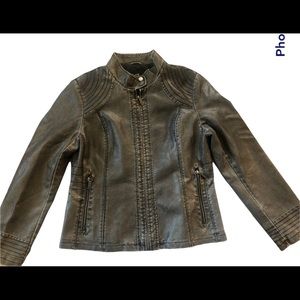 Grey faux leather jacket, Sz L